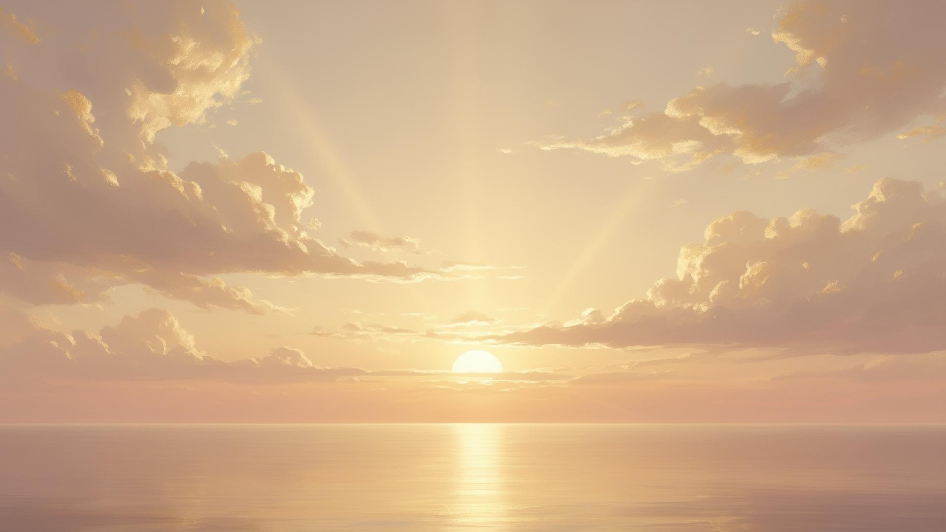 Golden sunrise over a calm horizon